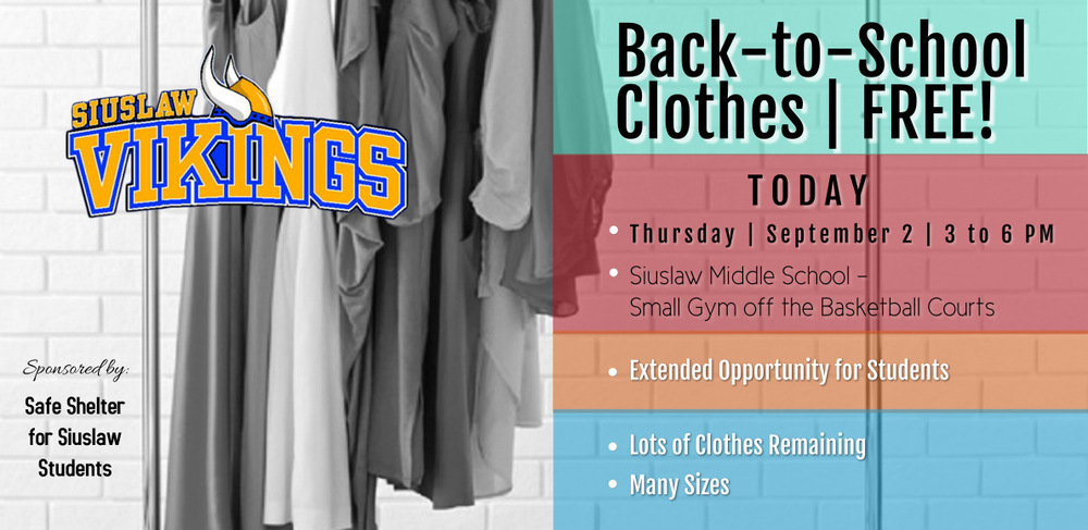FREE Back-to-School Clothes Event Today, Sept. 2 from 3 to 6 p.m. at SMS