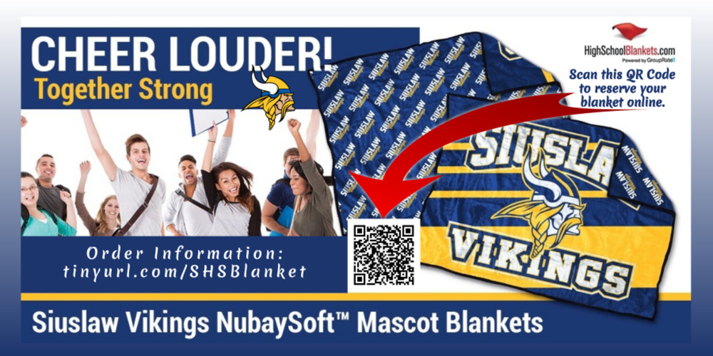 Support your Siuslaw High School Junior Class Fundraiser by purchasing a Siuslaw Viking blanket. Order information at tinyurl.com/SHSBlanket