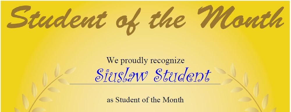 Student of the month certificate image