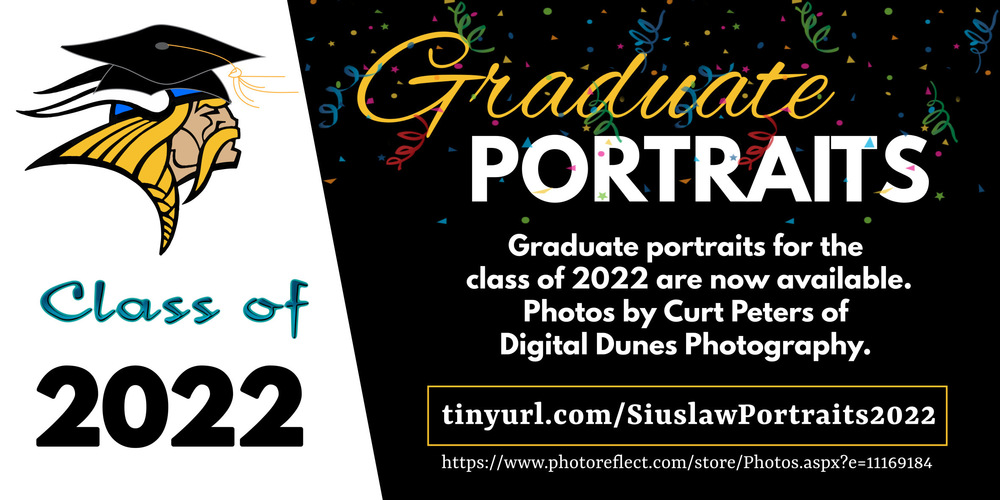 2022 Graduate Portraits Now Available. Curt Peters of Digital Dunes Photography took the portraits and can be reached at 541-902-8748.  Here is the direct link to see the portraits: https://www.photoreflect.com/store/Photos.aspx?e=11169184 